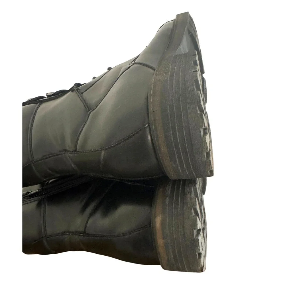 Public Opinion Mens Black Cap Toe Combat Boots Side Zip Lug Sole 8.5M